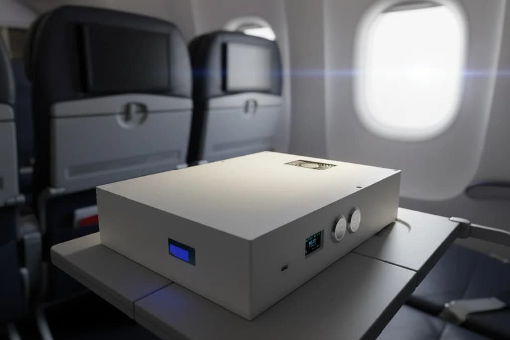 PULSE Server on aircraft tray table